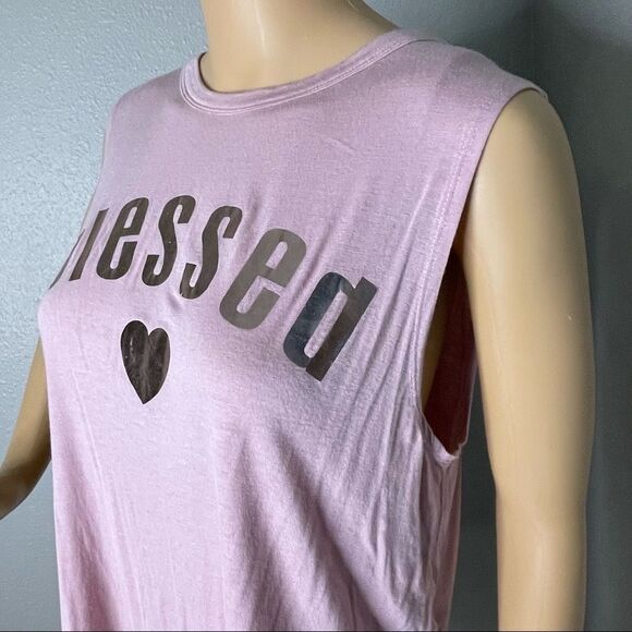 Hippie Chic Pink Sleeveless Croptop Says Blessed In Rose Gold Size Medium - Picture 10 of 12
